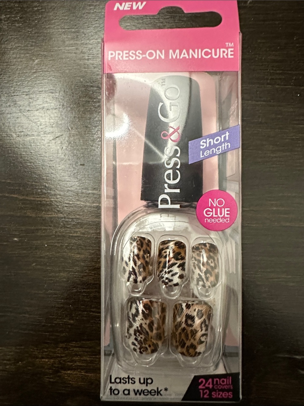 Short Length Leopard Press-On Manicure - Brown